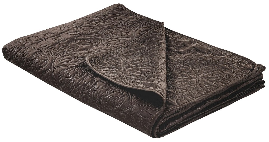 Colcha com relevo e duas almofadas castanhas 200 x 220 cm RAYEN Beliani