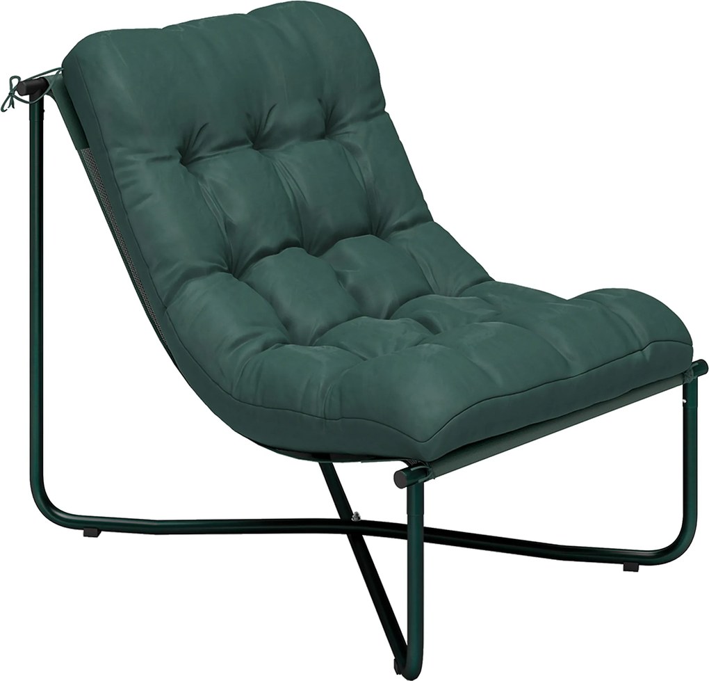 Outsunny Cadeira de Jardim Poltrona com Almofada Assento Estilingue Respirável Estrutura em Aço para Jardim 76x92x76 cm Verde Escuro | Aosom Portugal