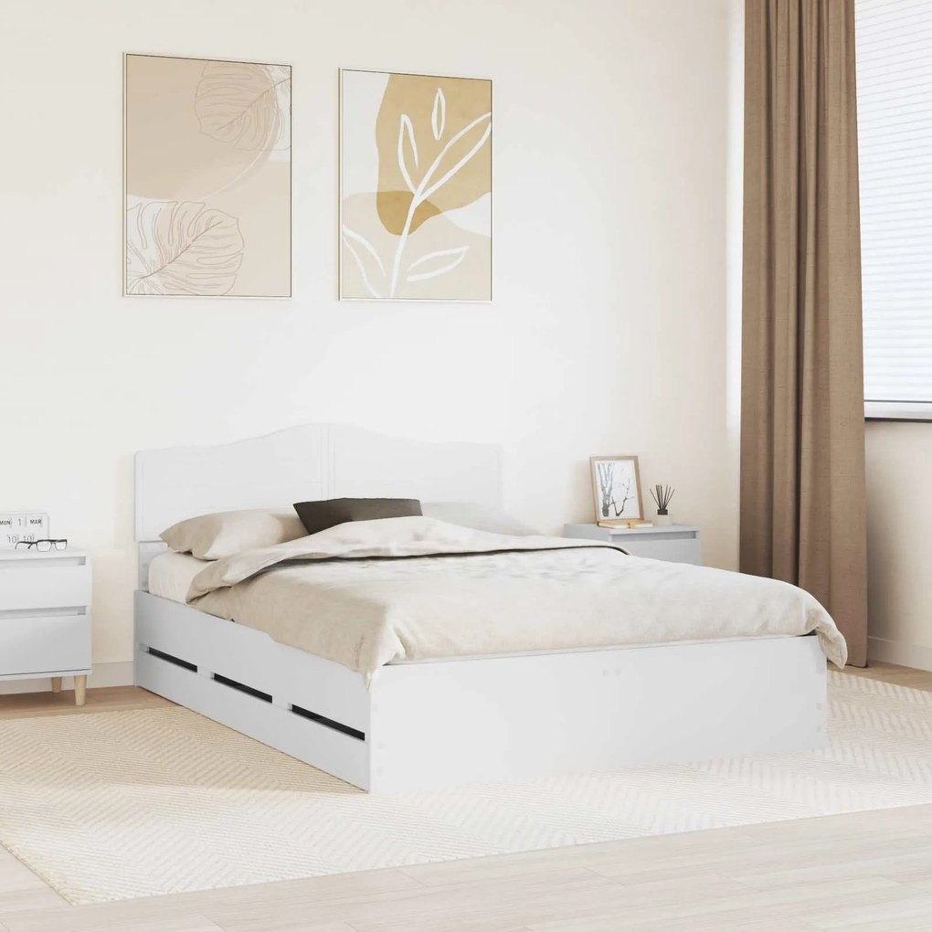vidaXL Estrutura da Cama Branco 150 x 200 cm Madeira de Engenharia