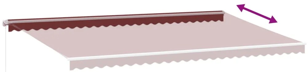 Toldo retrátil manual com luz LED 600x300 cm bordô