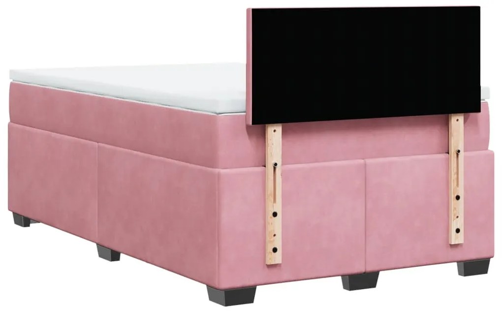 Cama boxspring com colchão 120x200 cm veludo rosa