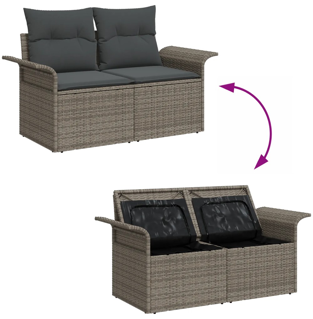 Conjunto de 6 Peças de Sofá de Jardim com Almofadas Cinzento Rattan de