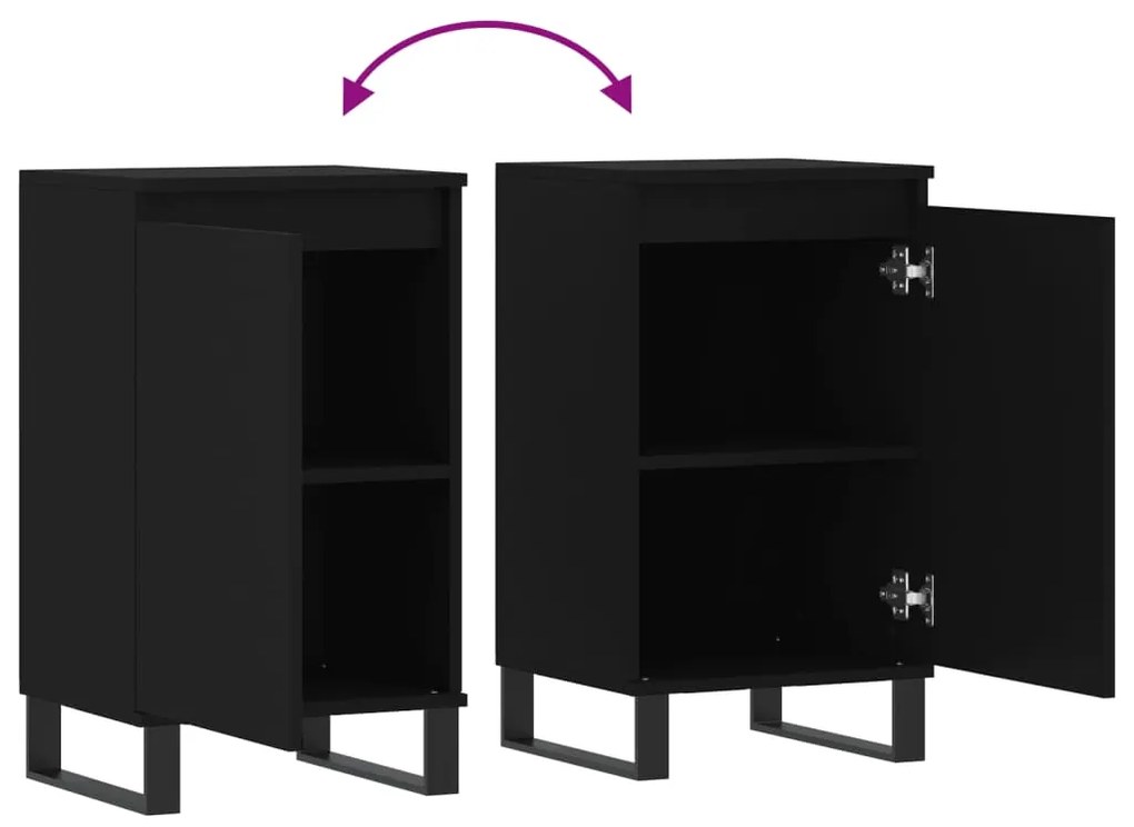 Aparadores 2 pcs 40x35x70 cm derivados de madeira preto