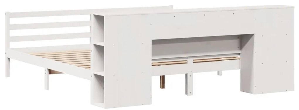 Cama com estante sem colchão 180x200 cm pinho maciço branco