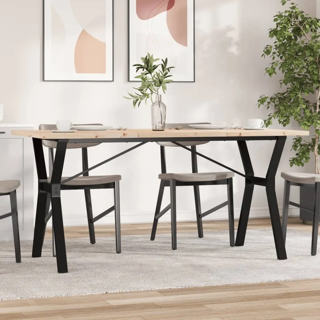 Mesa de jantar estrutura em Y 160x80x75,5cm pinho/aço