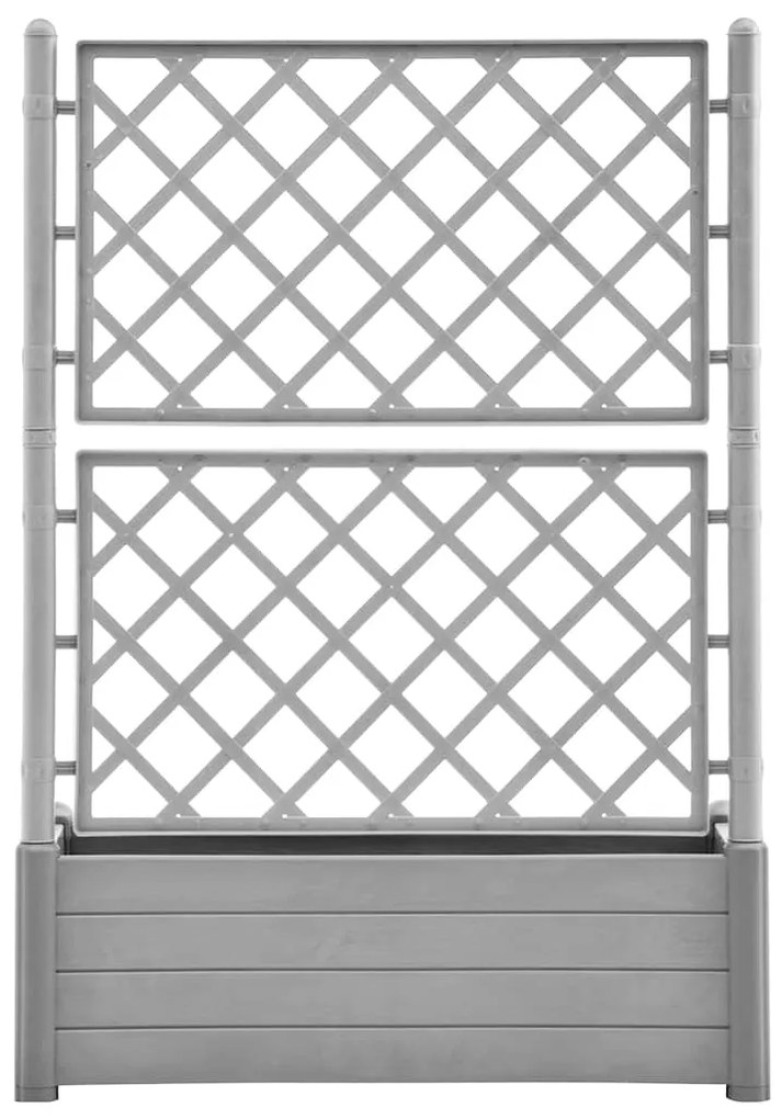 Vaso/floreira de jardim c/ treliça 100x43x142 cm PP cinza pedra