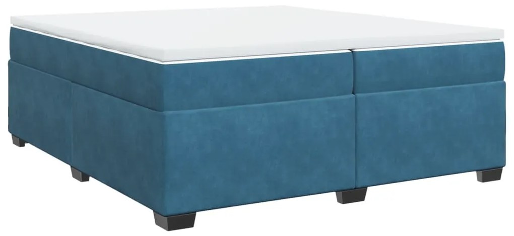 Cama com molas/colchão 200x200 cm veludo azul-escuro