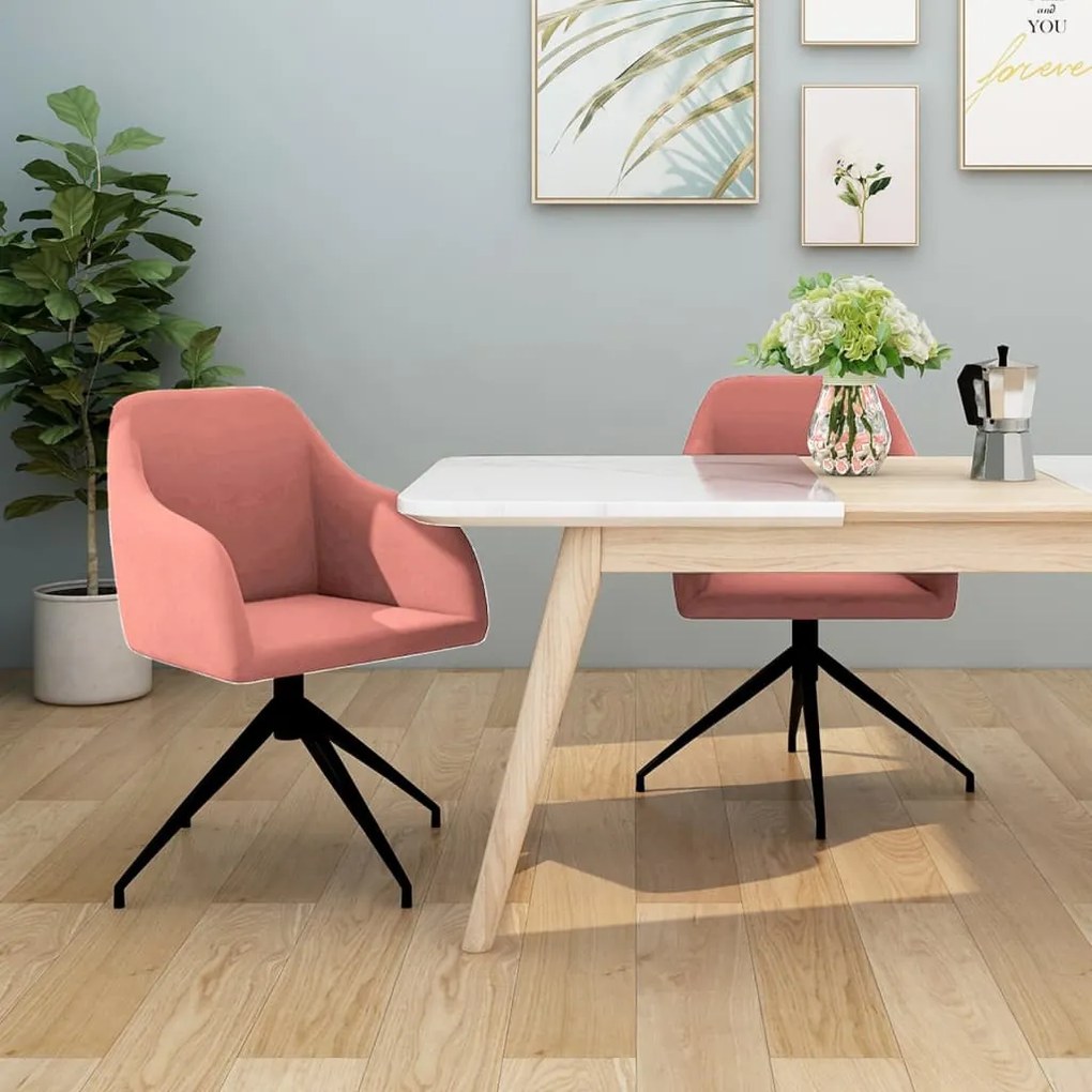 vidaXL Cadeiras de jantar 2 pcs veludo rosa