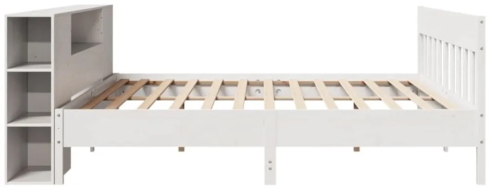 Cama com estante sem colchão 180x200 cm pinho maciço branco