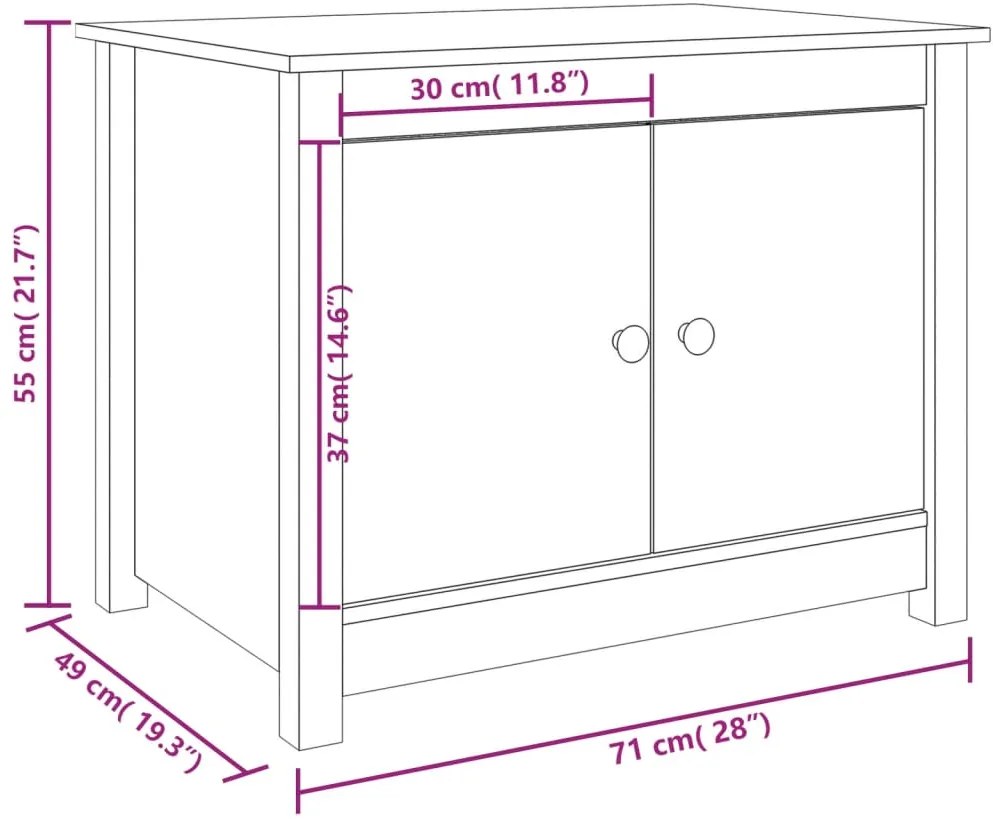 Mesa de centro 71x49x55 cm pinho maciço branco