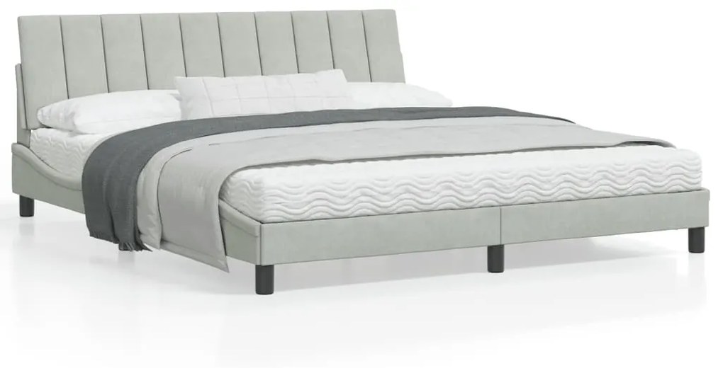 vidaXL Estrutura de cama sem colchão 180x200 cm veludo cinzento-claro