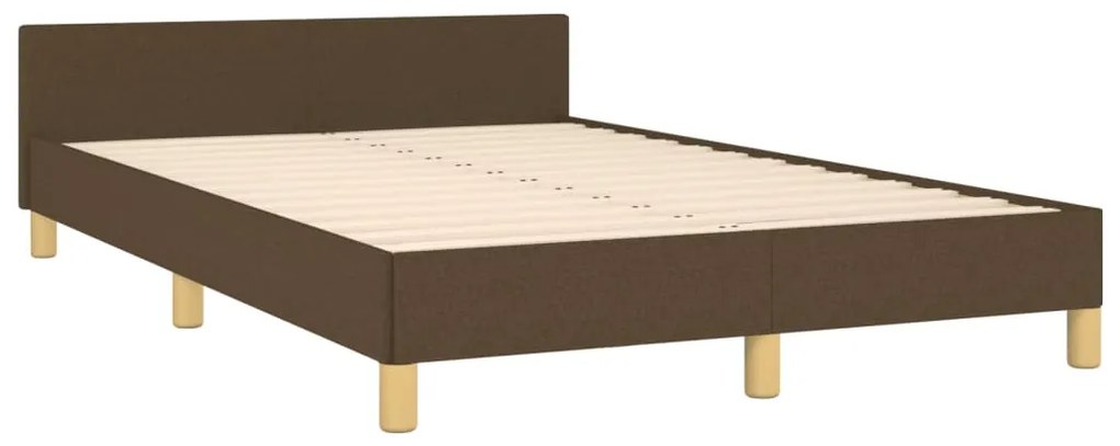 Estrutura de cama c/ cabeceira 120x190cm tecido castanho-escuro