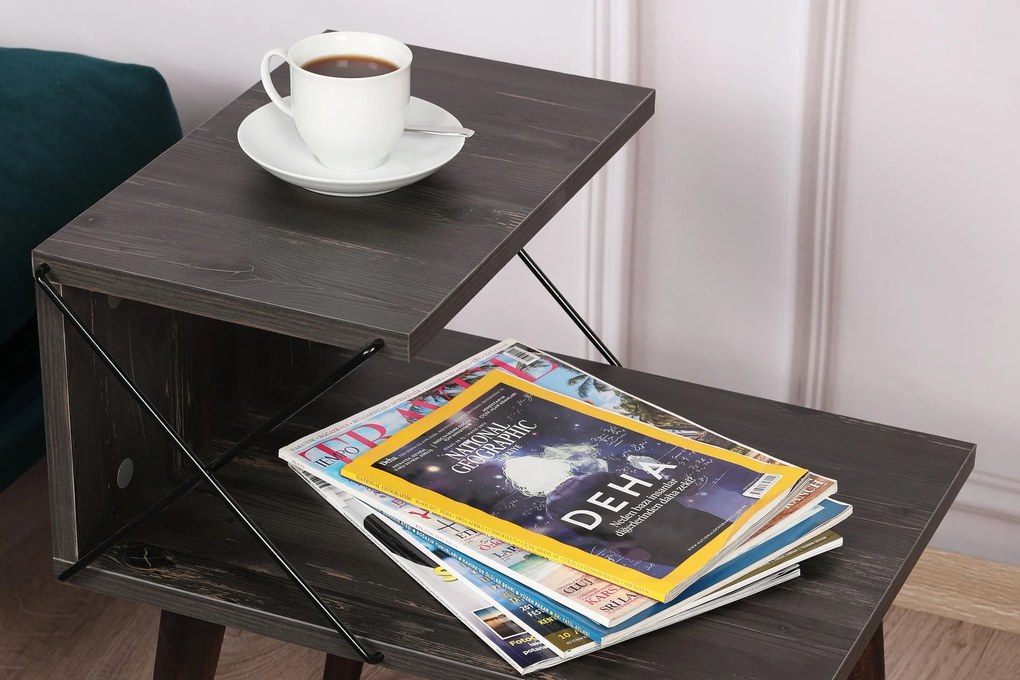 Mesa de Cabeceira Cross – Castanho Escuro – 50x55x40 cm