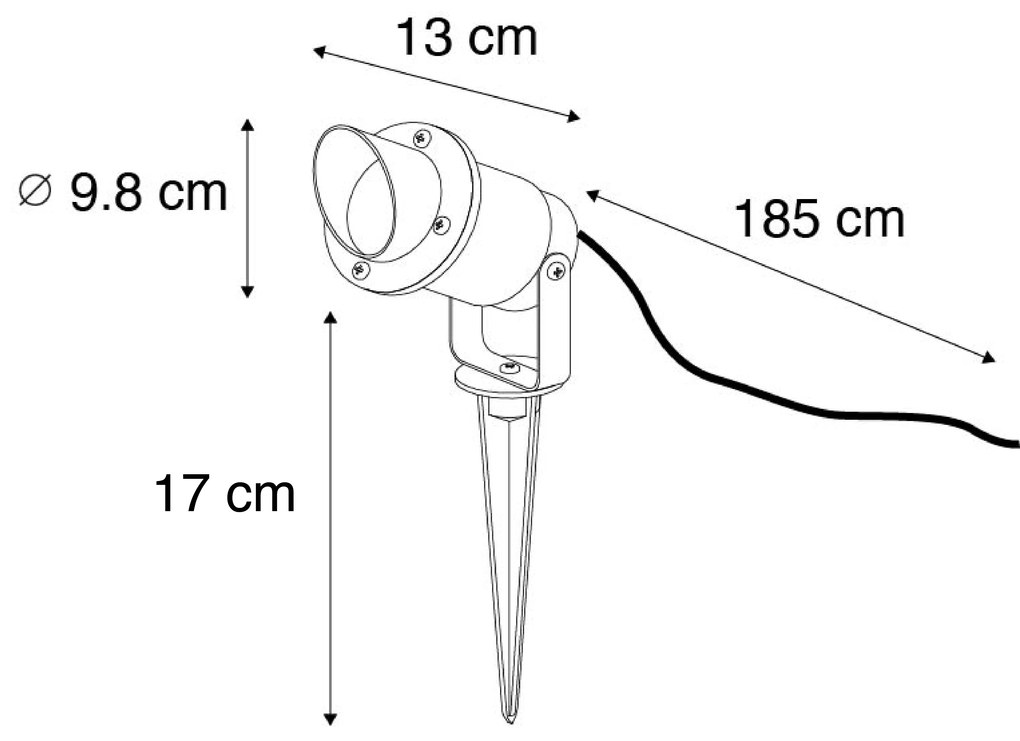 Projetores de jardim com estaca Done preto com cabo e ficha IP65 Moderno