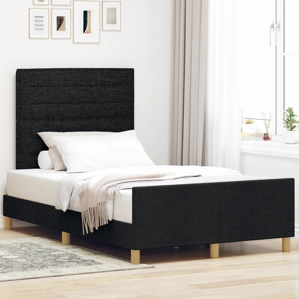 estrutura de cama vidaXL preta 120x190 cm em tecido