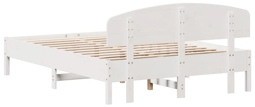 Cama sem colchão 150x200 cm madeira de pinho maciça branco