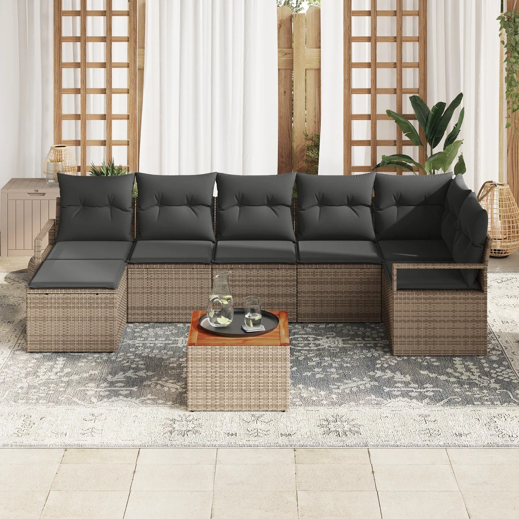 Conjunto de Sofá para Jardim vidaXL de 8 peças com Almofadas Cinza Rat