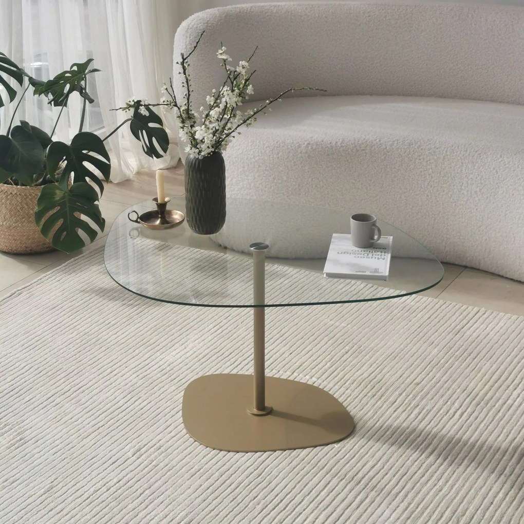 Mesa de Café Soho - Transparente e Dourada - 85 cm x 40 cm x 67 cm