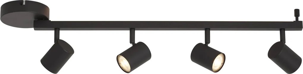Foco de Teto Moderno Preto de 4 Luzes GU10 50mm incl. Luz de Fundo e Interruptor de 3 Posições - Back Up
