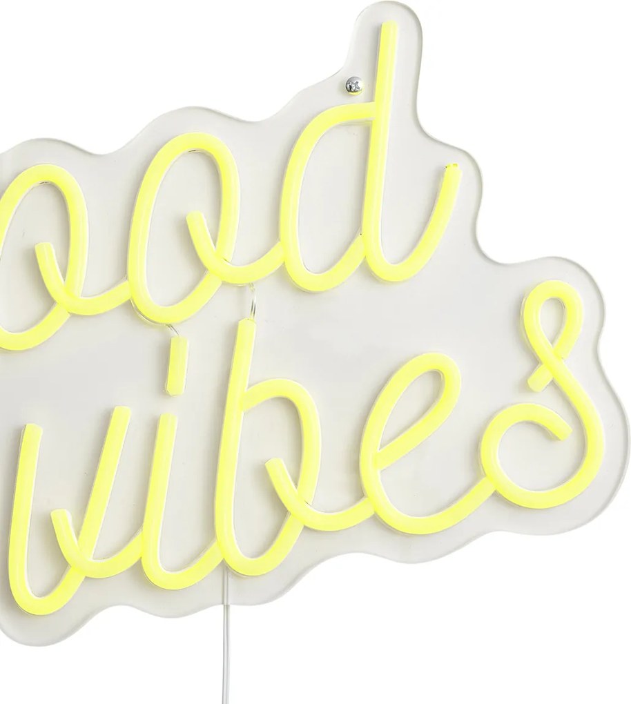 Luz de parede néon amarela incluindo LED - Good Vibes