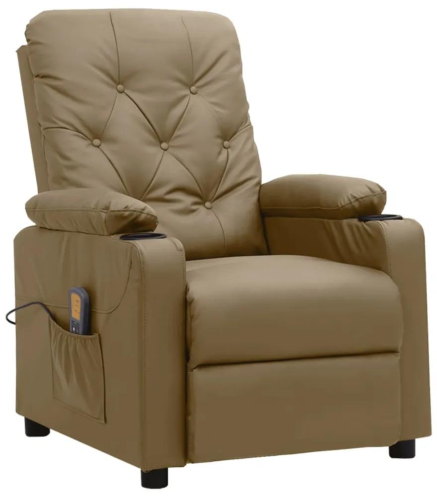 339131 vidaXL Poltrona de massagens reclinável couro artificial cappuccino