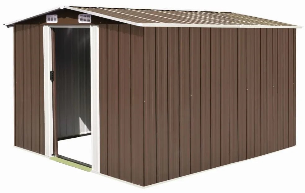 143343 vidaXL Abrigo de jardim 257x298x178 cm metal castanho