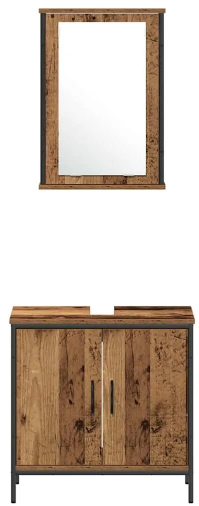 Conjunto de Móveis de Casa de Banho de 3 Peças Madeira Velha Madeira R