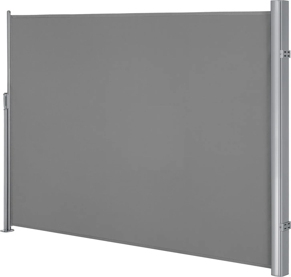 Toldo lateral 160 x 400 cm com caixa em liga de alumínio, extensível, opaco cinzento
