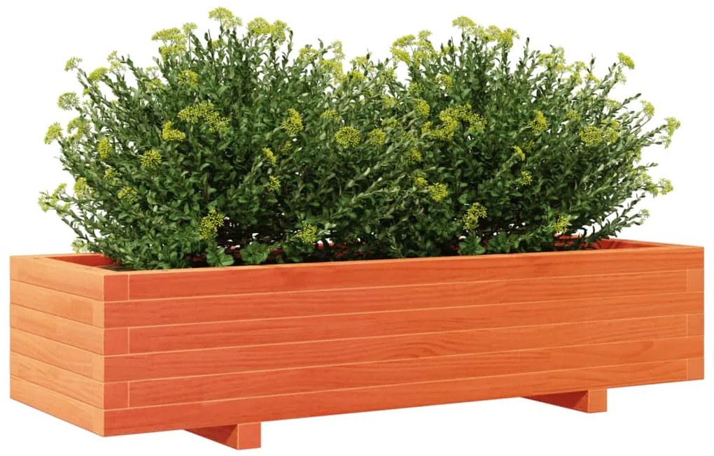 Vaso/floreira de jardim 110x40x26,5cm pinho maciço castanho-mel