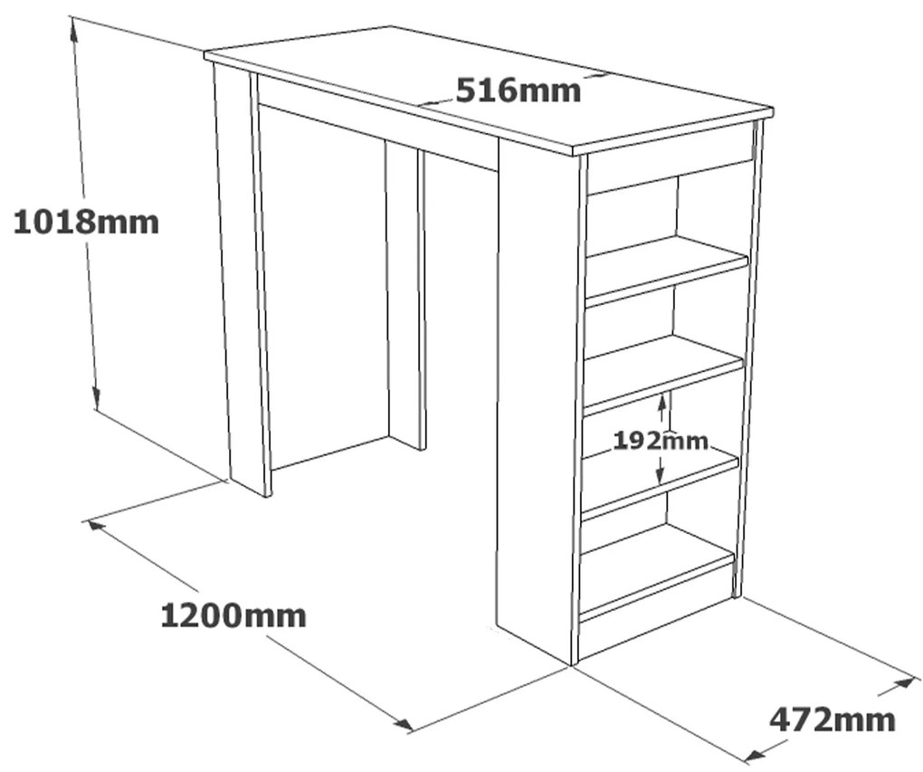 Mesa de Bar ST1 – Pinho Atlântico Branco – 120x101,8x51,6 cm
