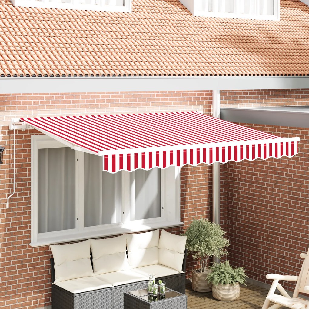 vidaXL Tecido de Reposição para Toldo para Estrutura de 3x2 m Vermelho e Branco