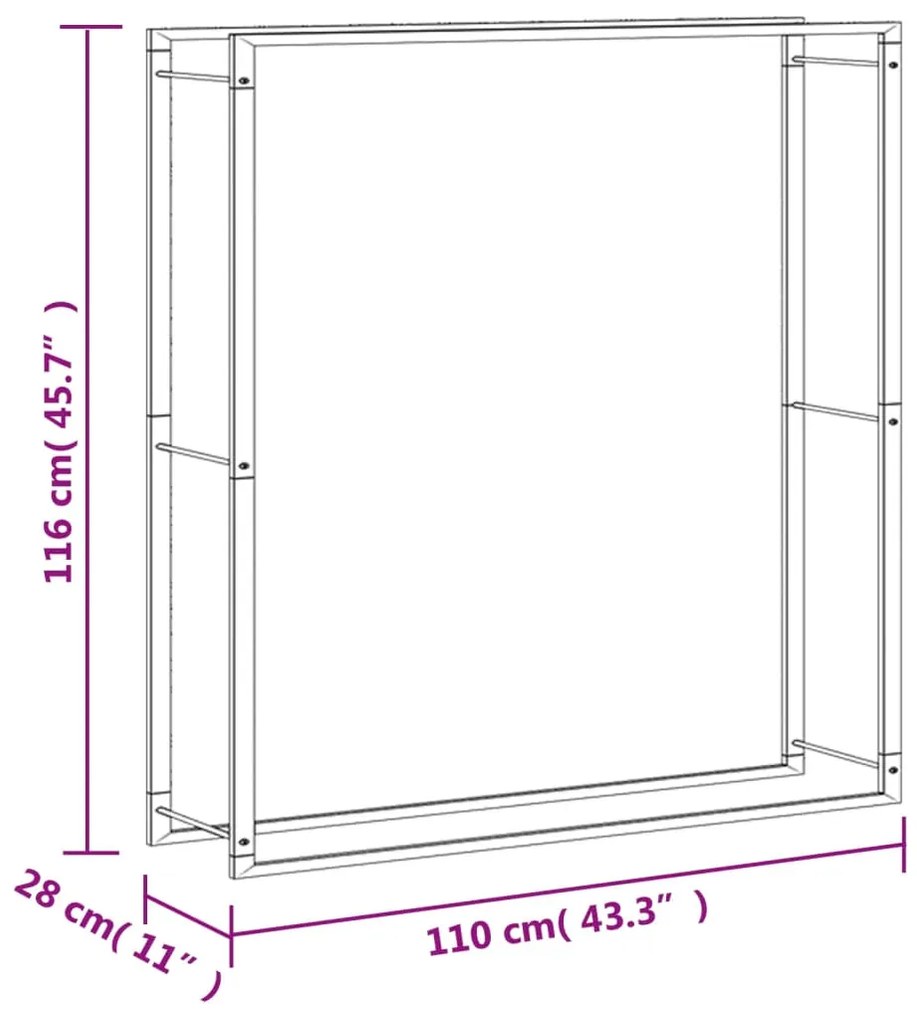 Suporte para lenha 110x28x116 cm aço inoxidável
