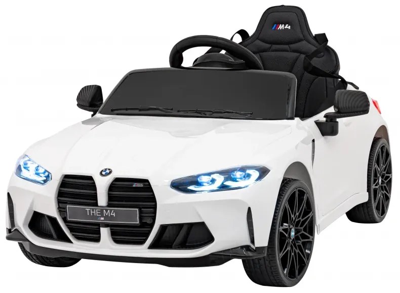 Carro elétrico para Crianças BMW M4 12V Rodas Espuma EVA, Assento couro ecológico Branco