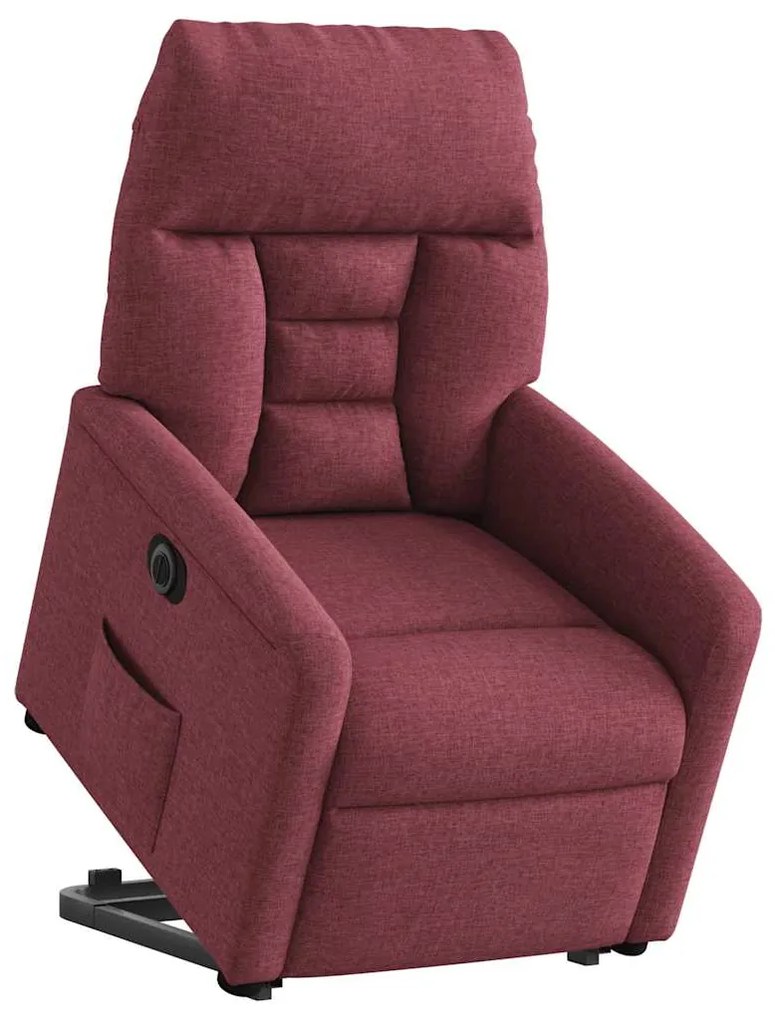 Poltrona reclinável elevatória elétrica tecido vermelho-tinto
