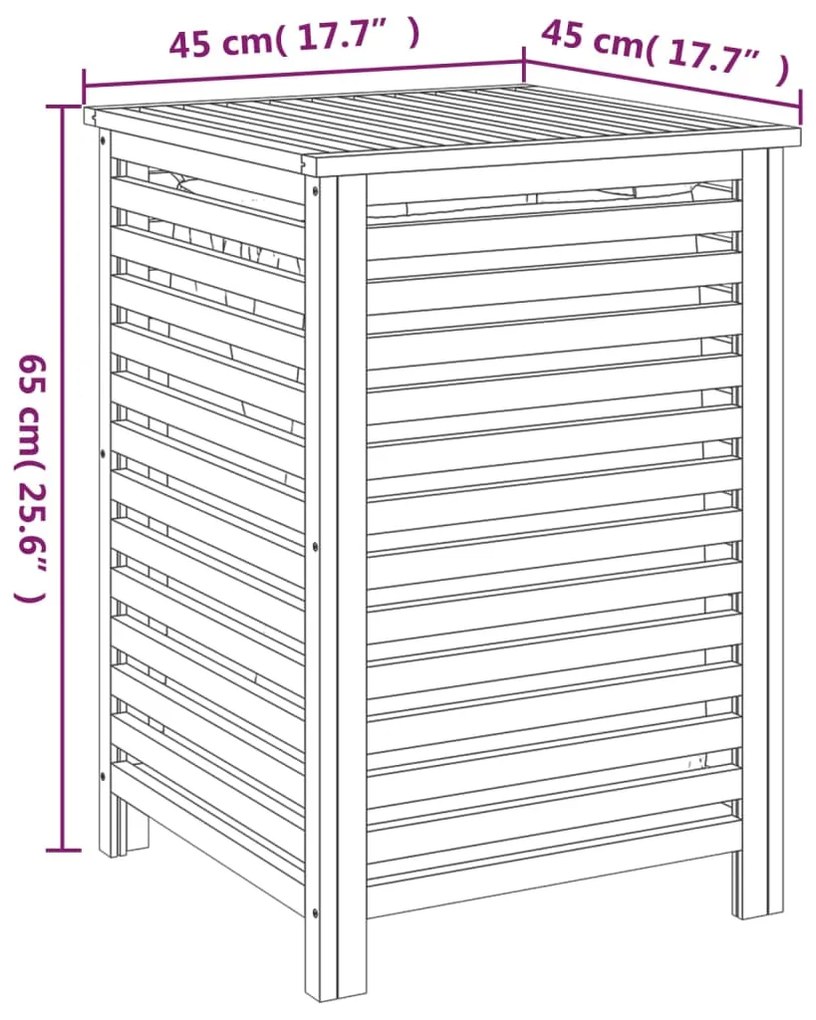 Cesto para roupa suja 45x45x65 cm madeira de nogueira maciça
