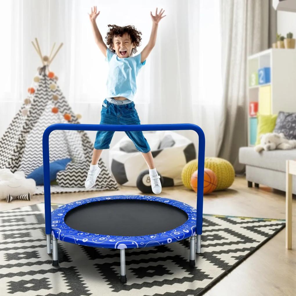 Trampolim dobrável para crianças 92 cm  Mini Trampolim com tampa de segurança almofadada  Interior e Exterior Azul