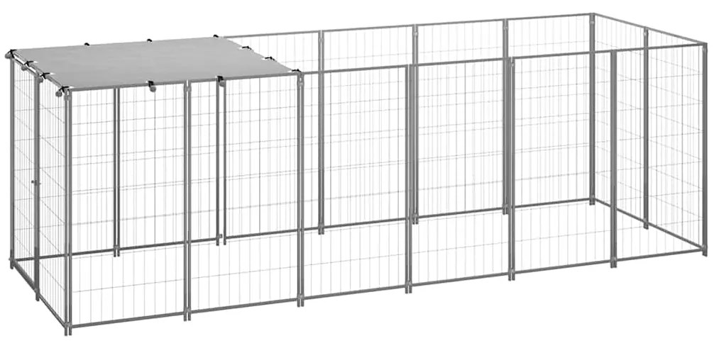 Canil para cães 330x110x110 cm aço prateado