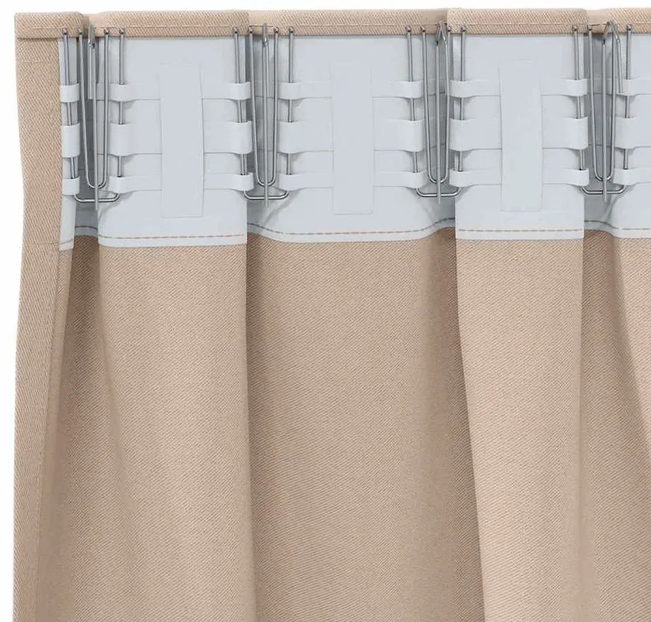 Cortinas 2 pcs Cinzento-acastanhado 260 x 140 cm Poliéster
