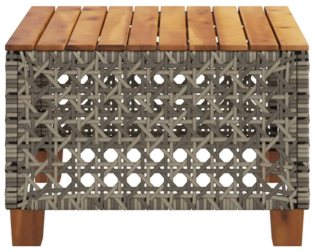 Mesa de jardim 55x55x36 cm vime PE e madeira de acácia cinzento
