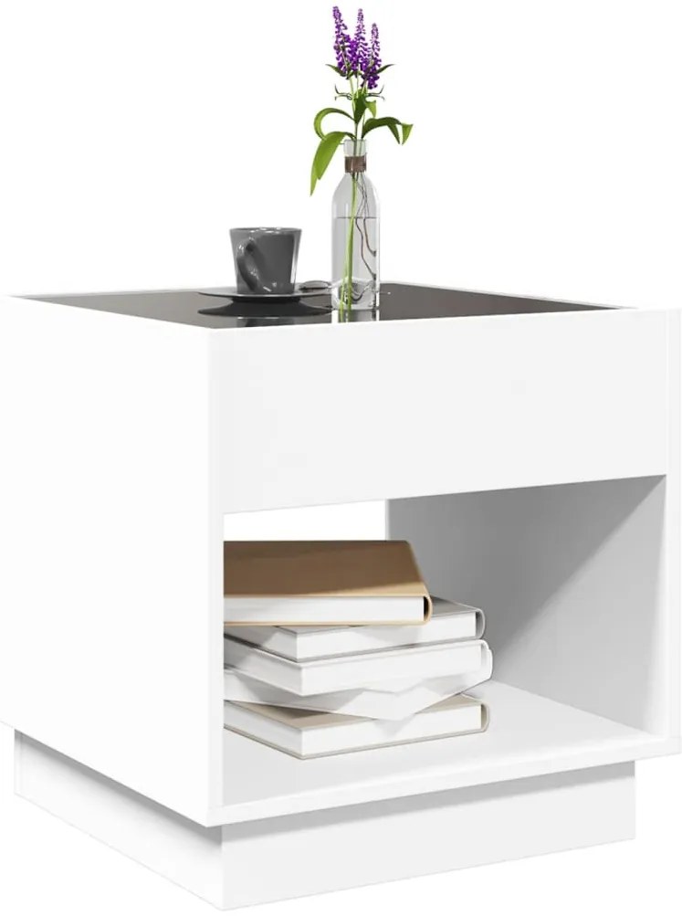 Mesa de centro luzes LED Infinity 50x50x50 cm branco