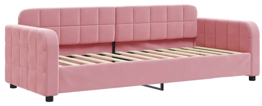 Sofá-cama com gavetão 80x200 cm veludo rosa