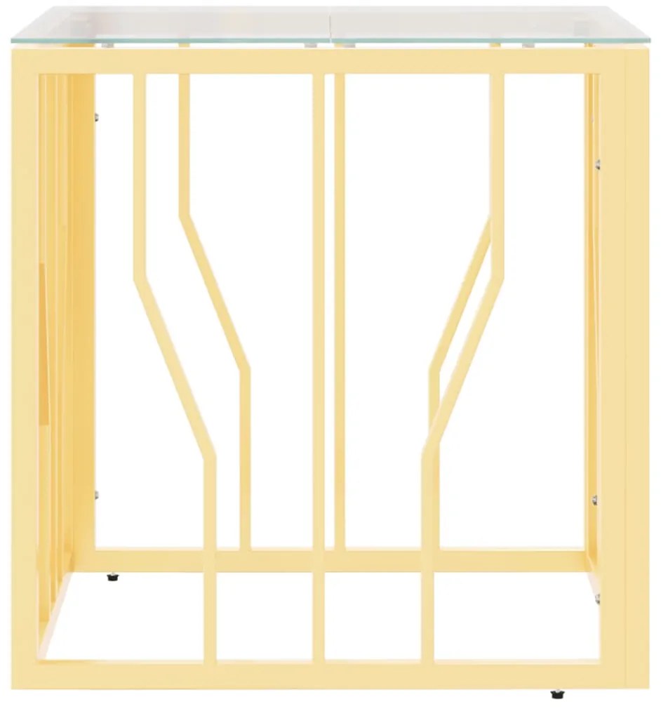 Mesa de centro 50x50x50 cm aço inoxidável e vidro dourado