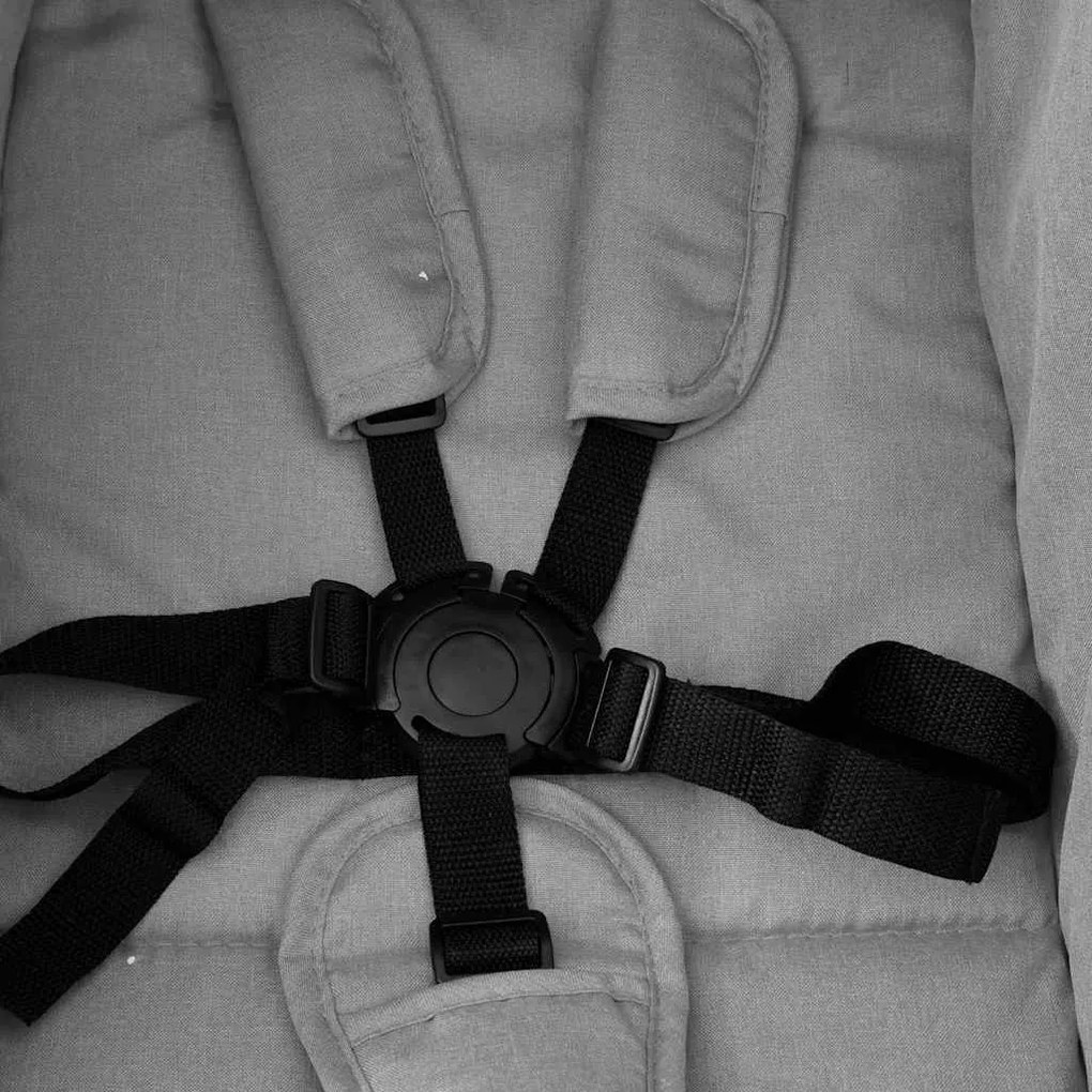 Carrinho de bebé para gémeos aço cinzento-claro e preto