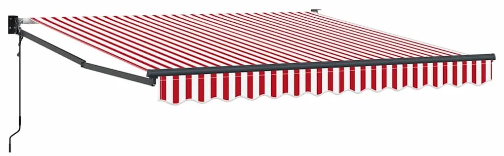 Toldo Retrátil Automático Listrado Vermelho e Branco 350x250 cm