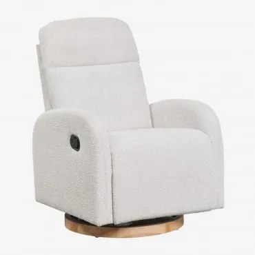 Pack De 2 Poltronas Reclináveis E Giratórias Em Tecido Bouclé Vako Tecido Bouclé Off White - Sklum
