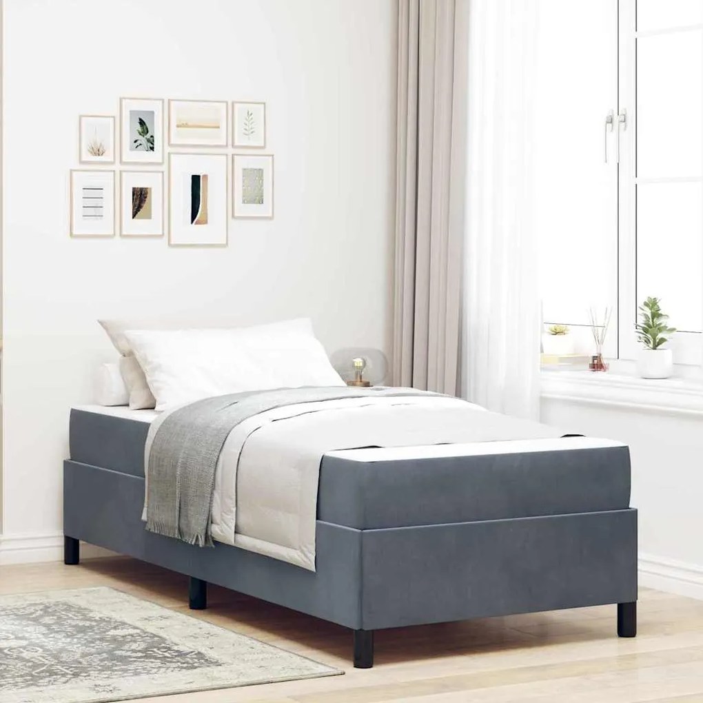 vidaXL Estrutura da Cama com colchão Cinza Escuro 100 x 200 cm tecido