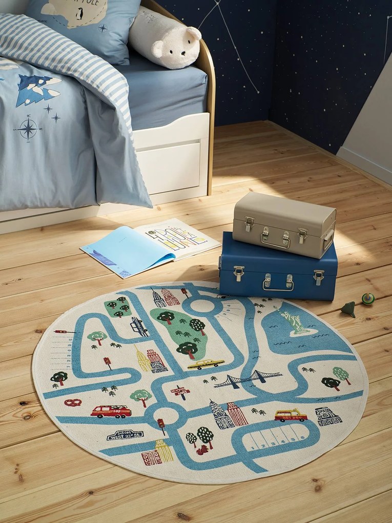 Tapete de circuito redondo Varsity  cru