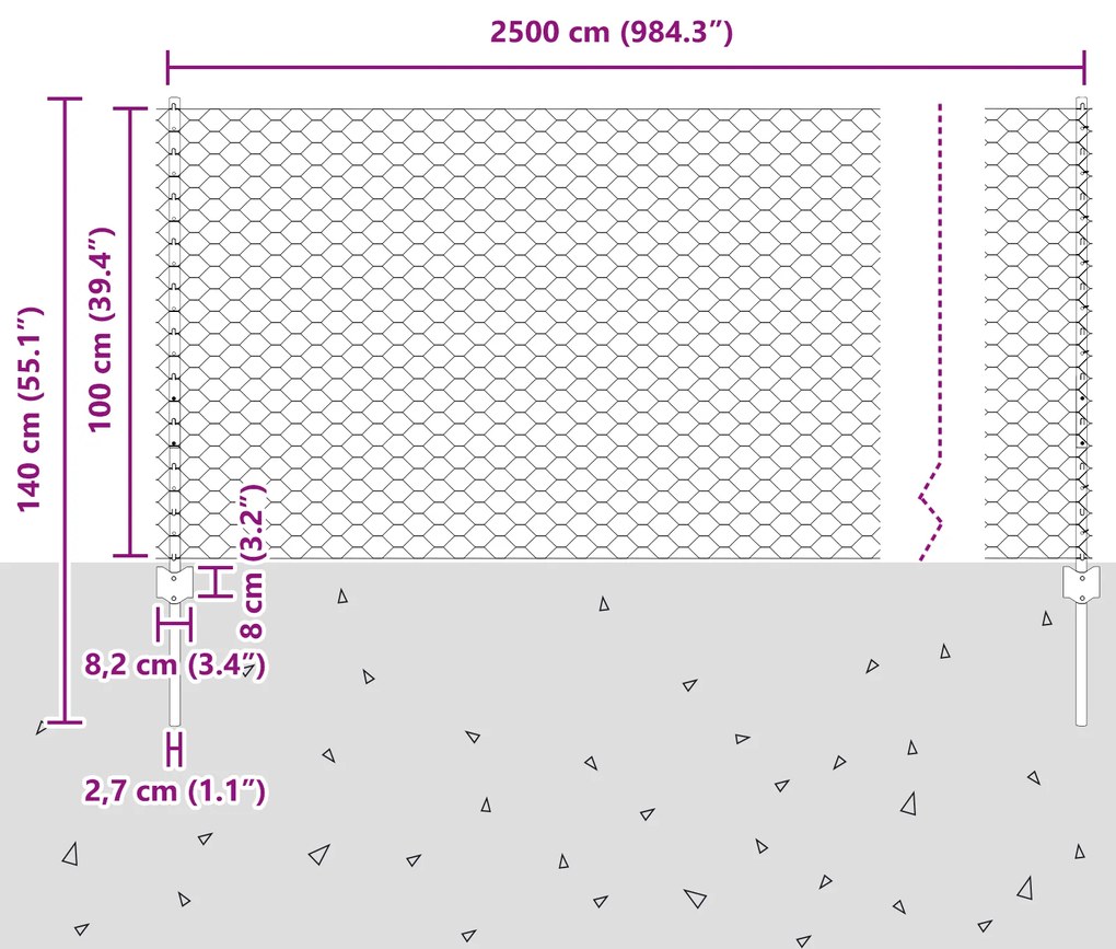 Conjunto de Cerca de Jardim Hexagonal Conjunto de 2 Aço galvanizado