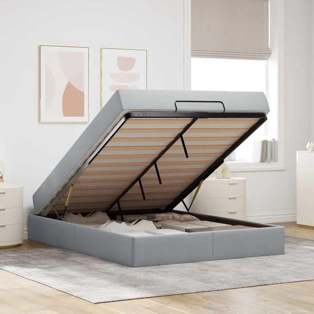 Estrutura da Cama Outros Cinzento-claro 160 x 200 cm tecido