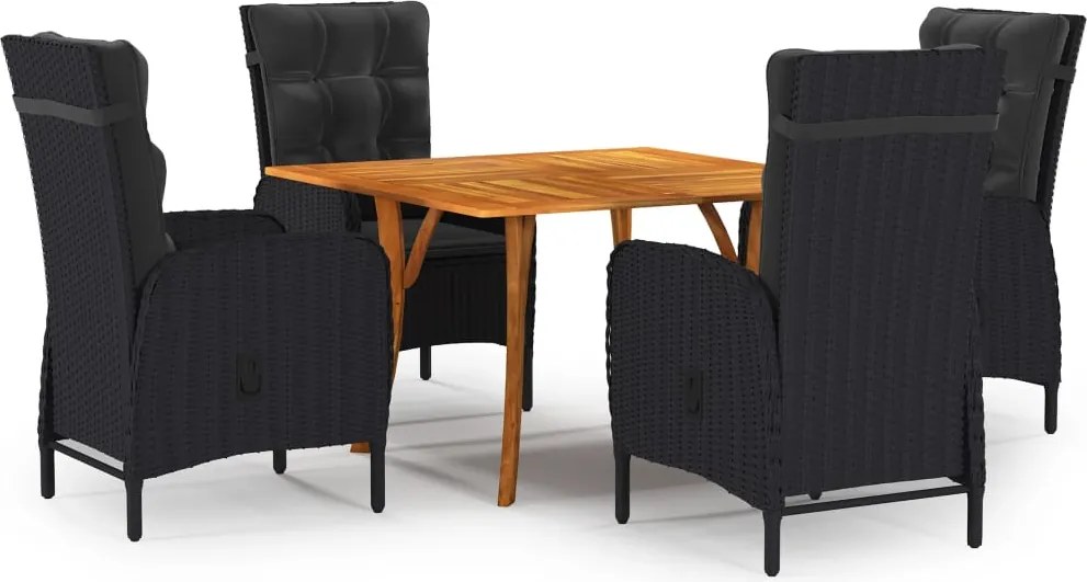 vidaXL 5 pcs conjunto de jantar para jardim preto